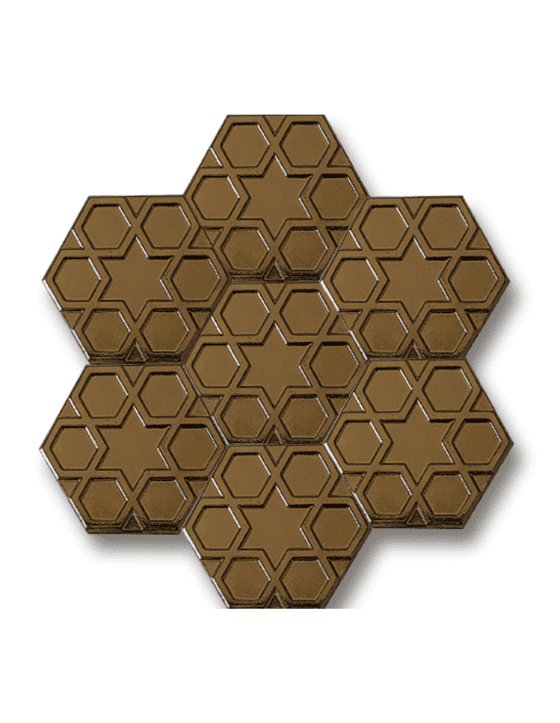 Banyo Seramik Modelleri-22-15x16 Altıgen Türkmen Yıldızı Gold Seramik, Altıgen Banyo Hamam Seramik, Hexagon Seramik, Hexagon Tile,