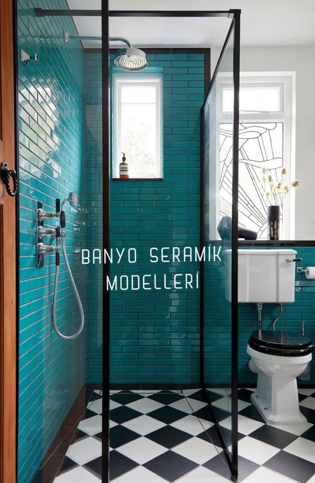 Banyo Seramik Modelleri-BSM-001, Turkuaz Desenli Banyo Seramik Metro