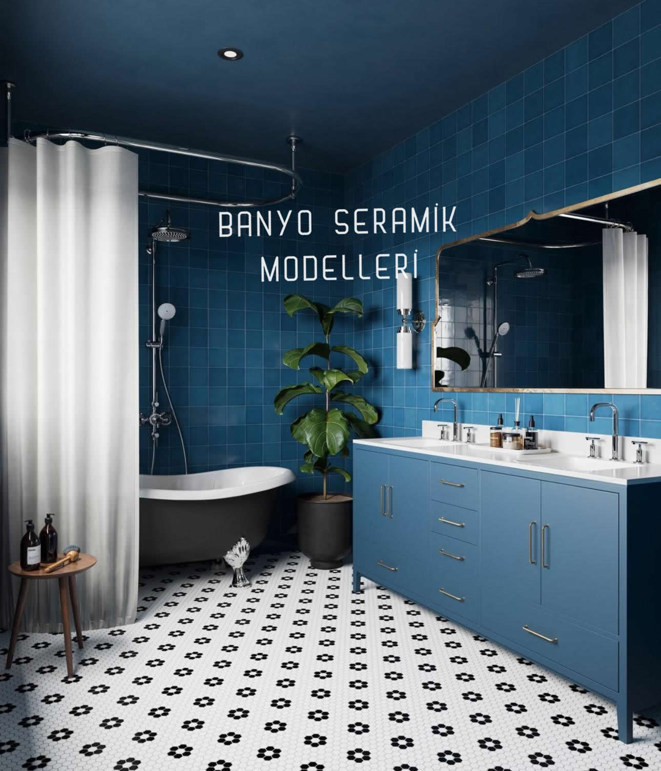 Banyo Seramik Modelleri-BSM-027, 10x10 Banyo Seramik Mavi