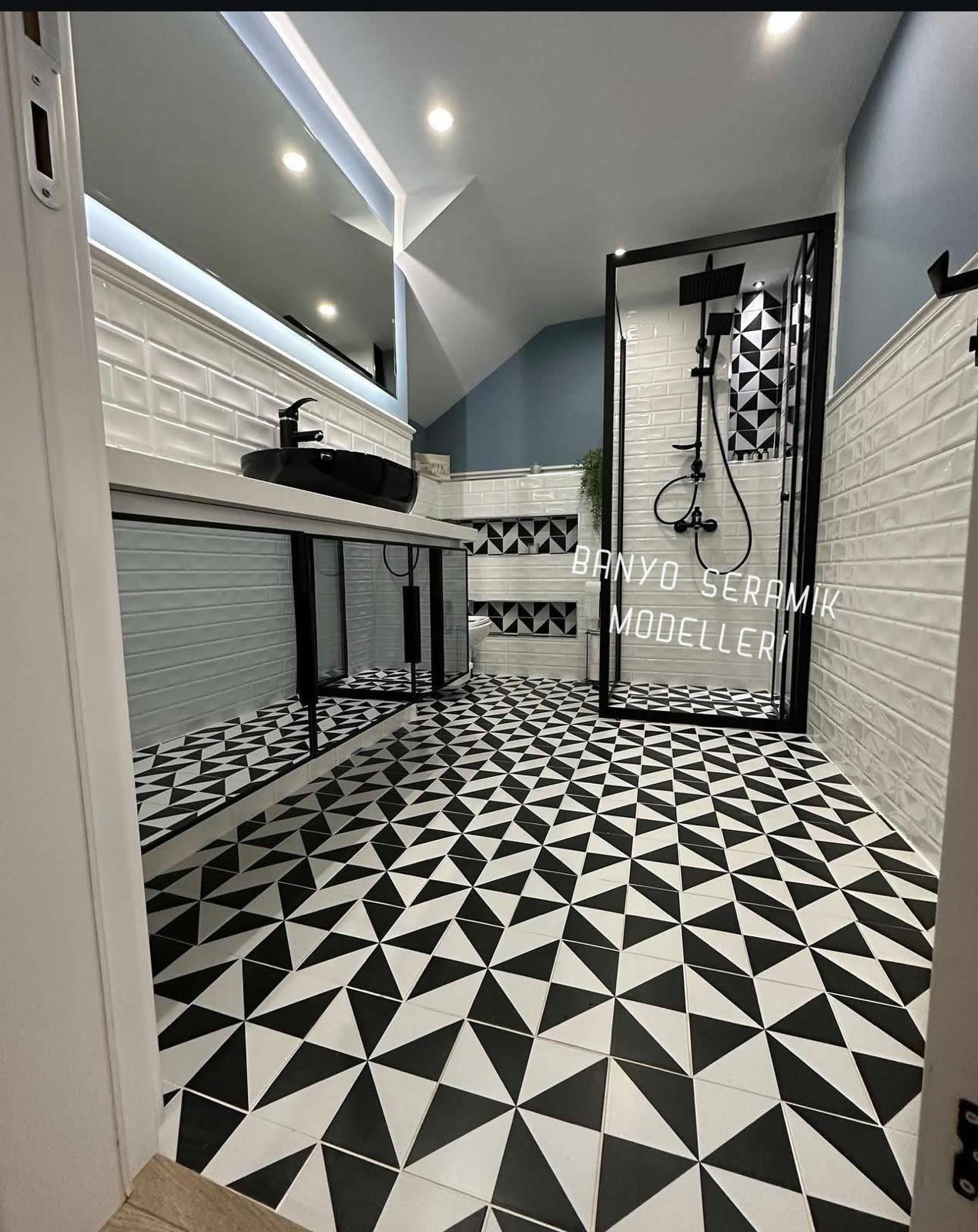 Banyo Seramik Modelleri-BSM-030, 20x20 Çini Desenli Banyo Yer Fayansı