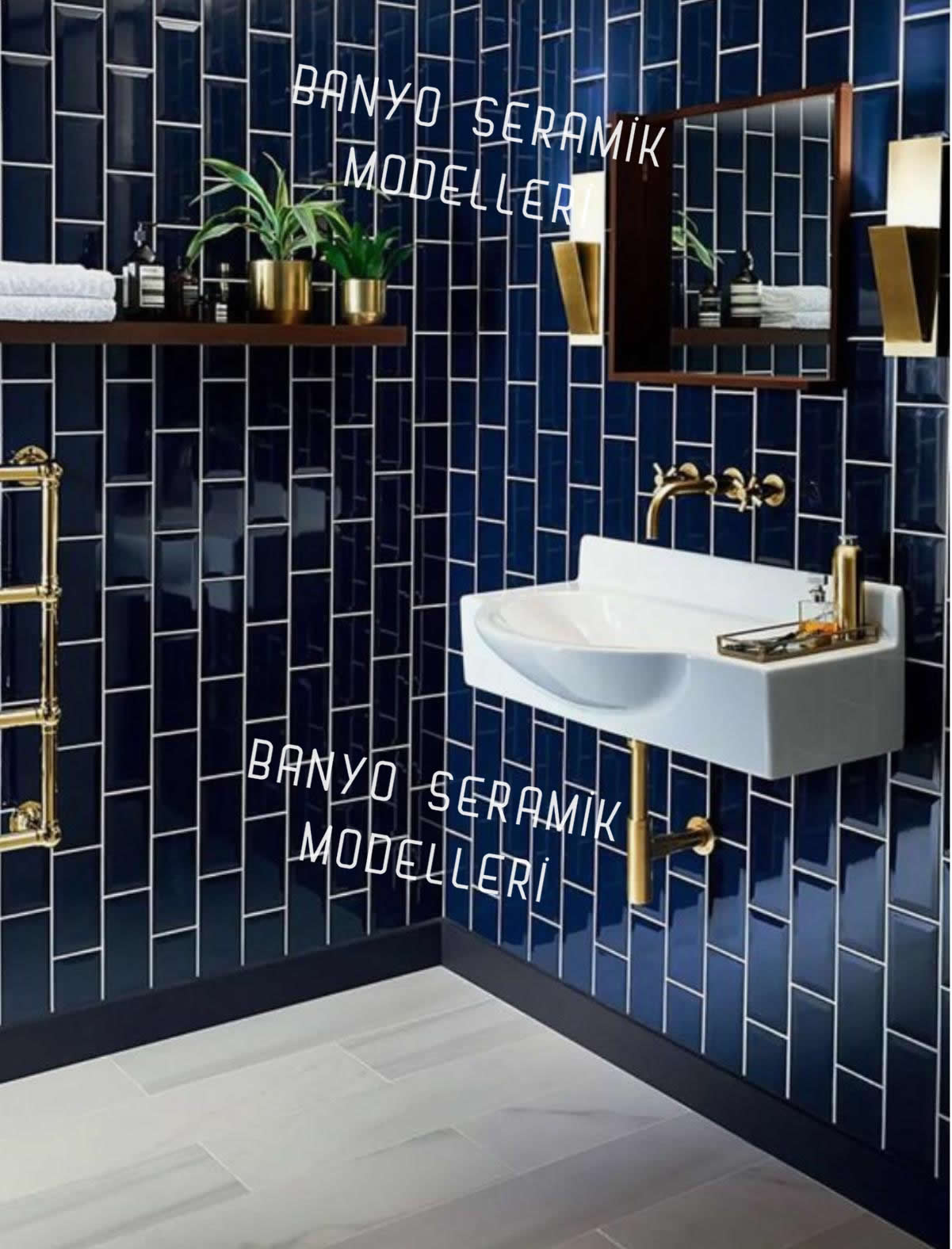 Banyo Seramik Modelleri-BSM-033, Mavi Metro Çini Karo Banyo Görseli