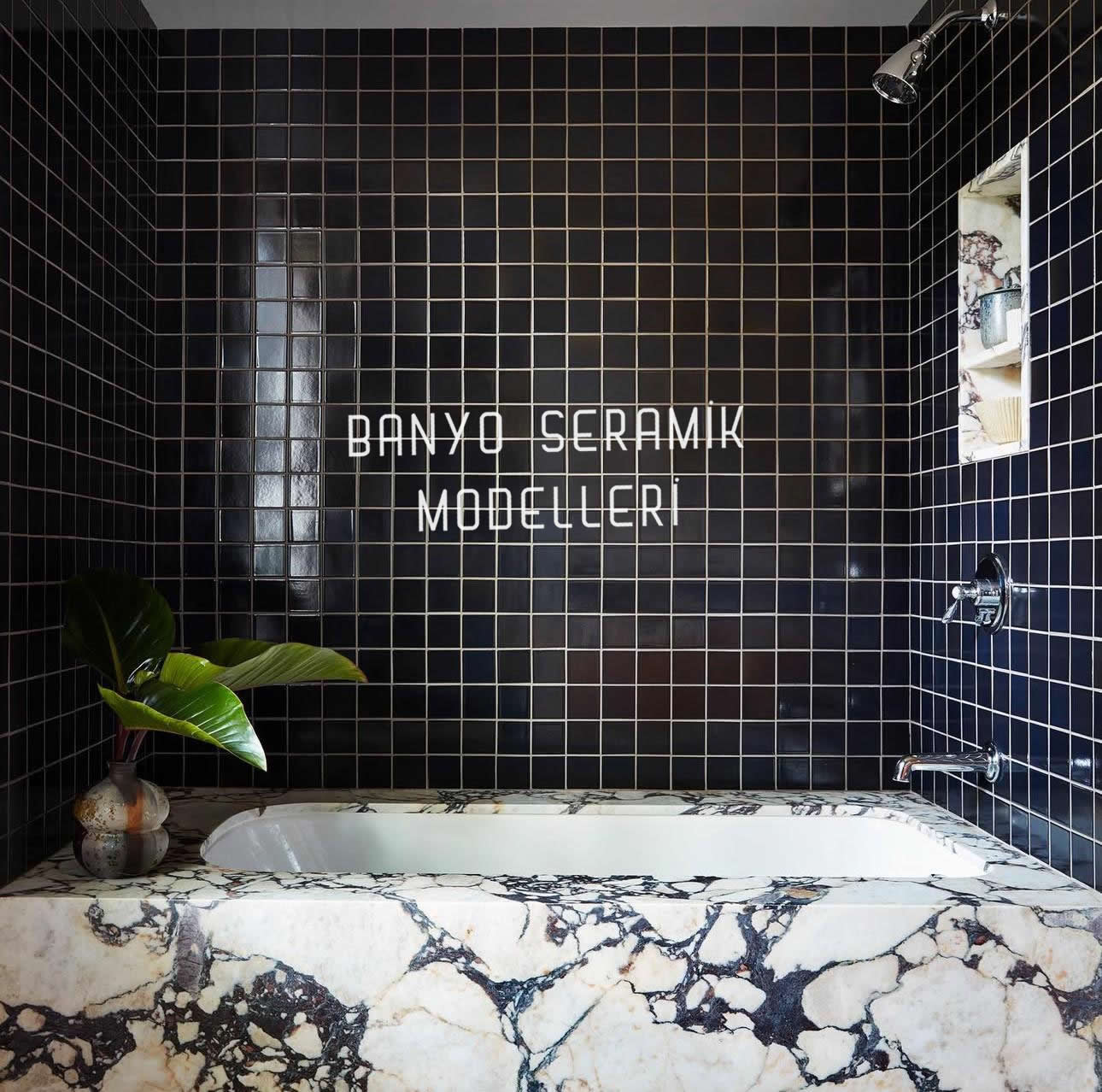Banyo Seramik Modelleri-BSM-038, 10X10 Siyah Fayans Banyo Çeşitleri