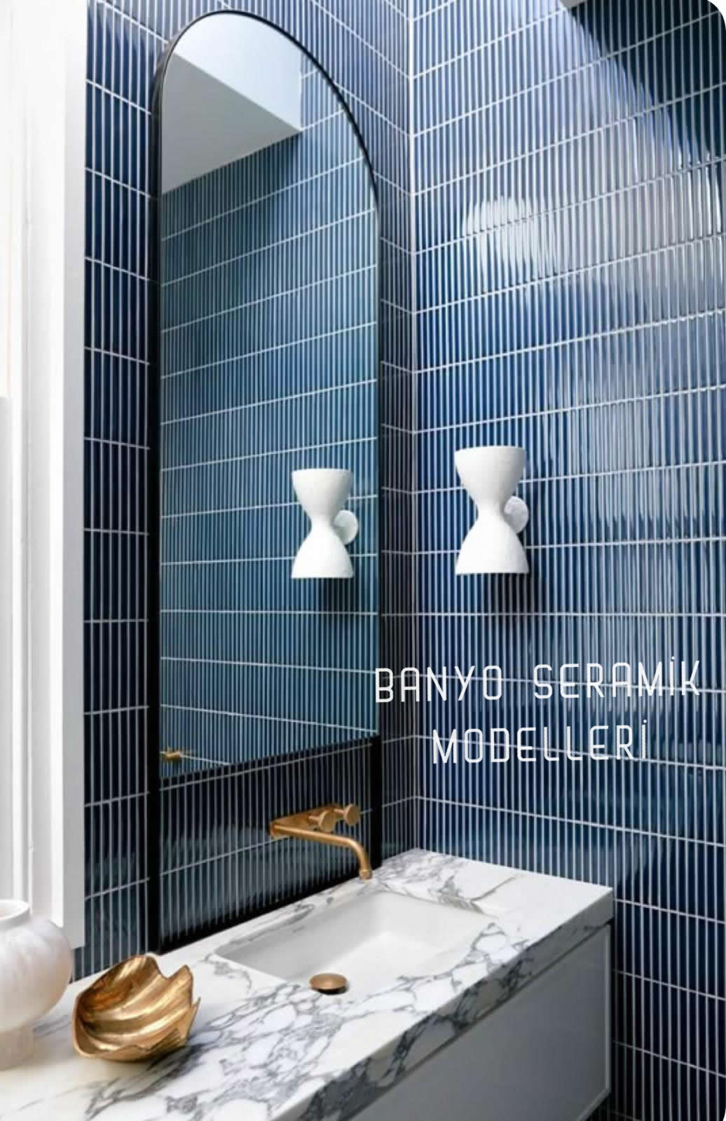 Banyo Seramik Modelleri-BSM-041, Kobalt Mavisi Fileli Kitkat Banyo Fayansı