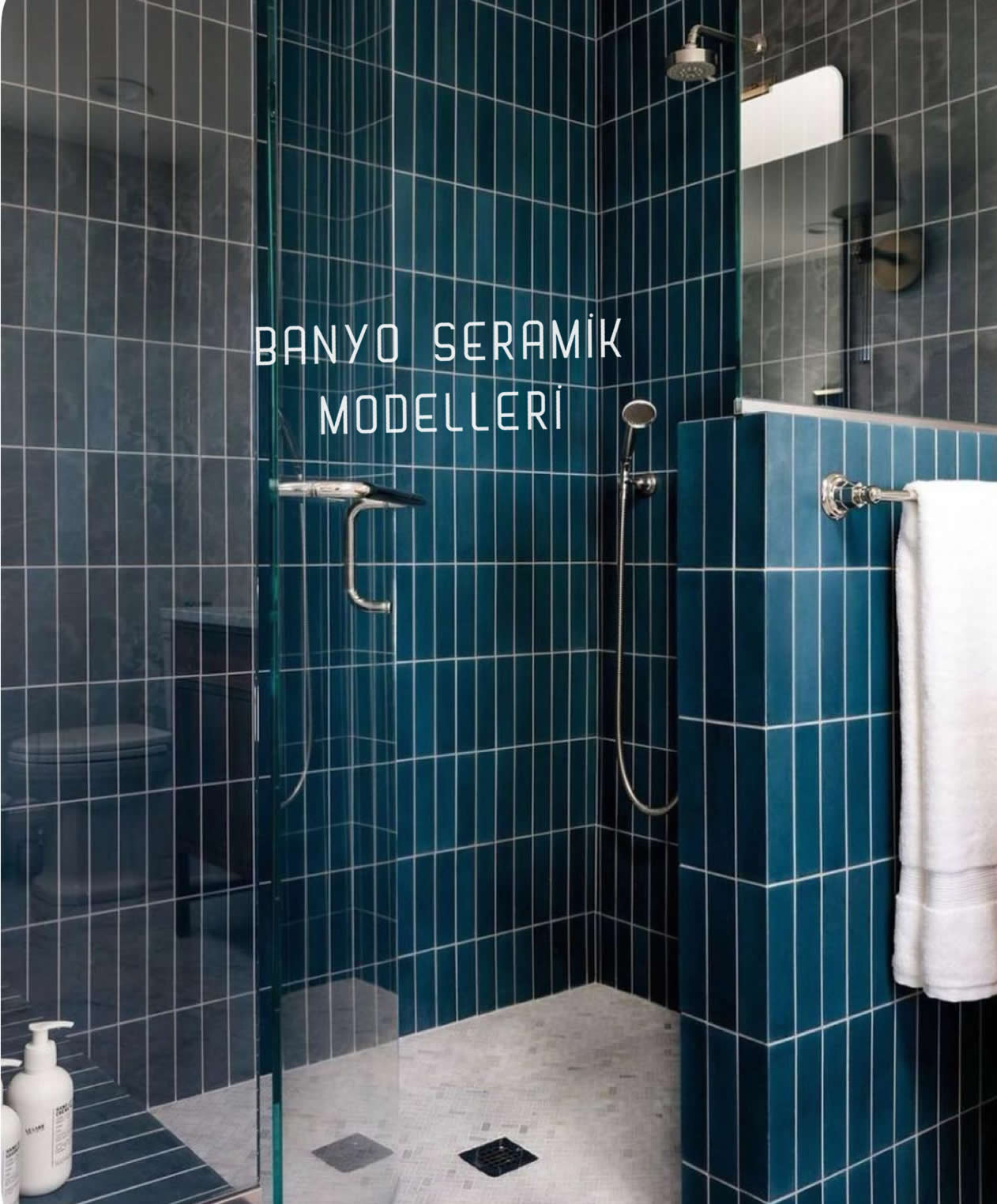 Banyo Seramik Modelleri-BSM-048, 5x25 Balık Sırtı Turkuaz Sırlı Banyo Seramik