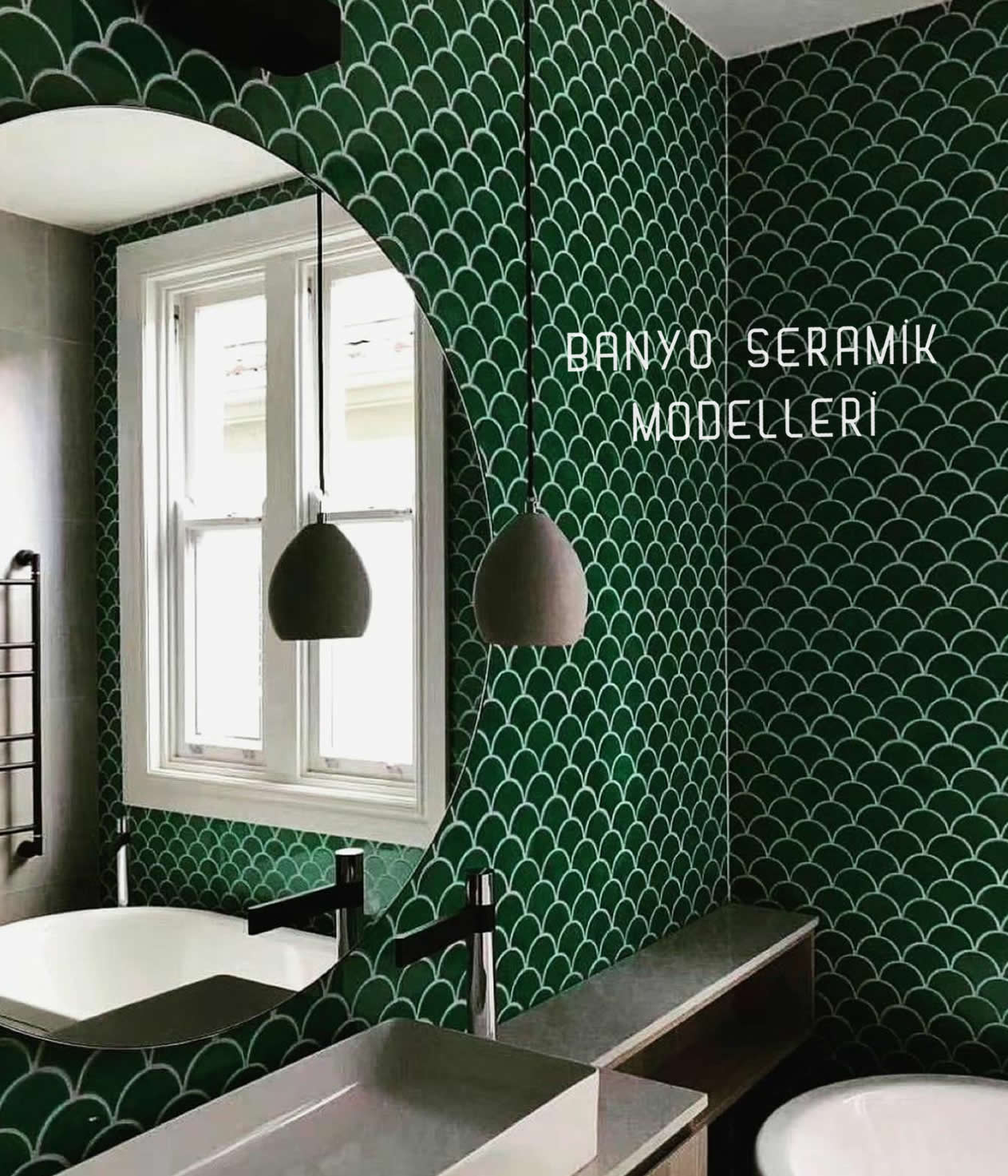 Banyo Seramik Modelleri-BSM-049, Balık Pulu Çini Banyo Dekorasyon Örnekleri